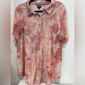 Coral Coloured Short Sleeve Torrid 3 Blouse